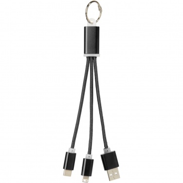 Logotrade Firmengeschenke das Foto: Metal 3-in-1 Ladekabel mit Schlüsselanhänger