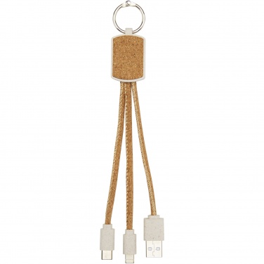 Logotrade Werbegeschenke das Foto: Bates Weizenstroh und Kork 3-in-1 Ladekabel