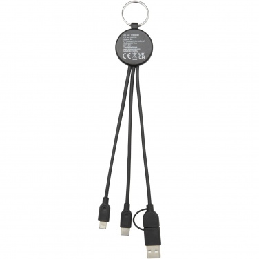 Logotrade Logogeschenke das Foto: Tecta  6-in-1 Ladekabel mit Schlüsselring aus recyceltem Kunststoff und Bambus