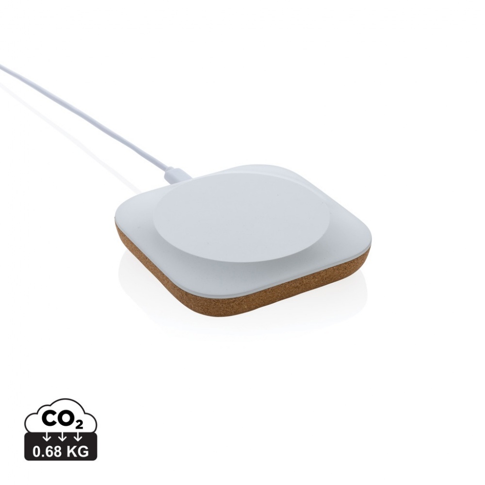 Logotrade Werbeartikel das Foto: Oregon Wireless-Charger aus RCS recyc. Kunststoff & Kork