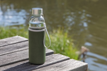Logotrade Firmengeschenke das Foto: Glasflasche mit Neopren-Sleeve