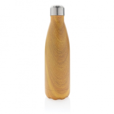 Logotrade Geschäftsgeschenke das Foto: Vakuumisolierte Stainless Steel Flasche mit Holzoptik