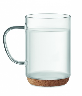 Logotrade Geschäftsgeschenke das Foto: Glasbecher mit Kork 400ml