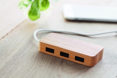 Logotrade Logogeschenke das Foto: 3 Port 2.0 USB Hub Bambus