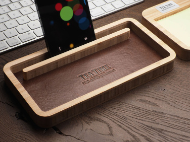 Logotrade Firmengeschenke das Foto: Schreibtisch-Organizer aus Holz 1852292