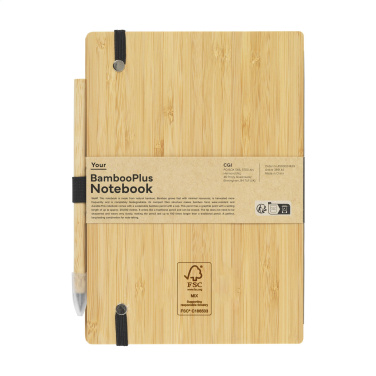 Logotrade Geschäftsgeschenke das Foto: BambooPlus Papiernotizbuch A5 - Tintenloser Stift