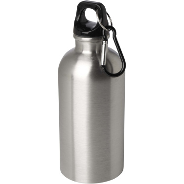 Logotrade Firmengeschenke das Foto: Oregon 400 ml RCS-zertifizierte, einwandige Trinkflasche aus Edelstahl mit Karabinerhaken