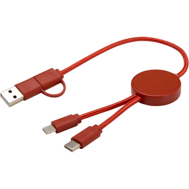 Logotrade Werbeartikel das Foto: Citala 30 cm 5-in-1 Kabel aus recyceltem Kunststoff für Datenübertragung und 27W Schnellladung