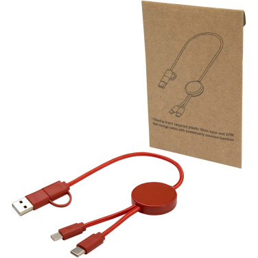 Logotrade Werbeartikel das Foto: Citala 30 cm 5-in-1 Kabel aus recyceltem Kunststoff für Datenübertragung und 27W Schnellladung
