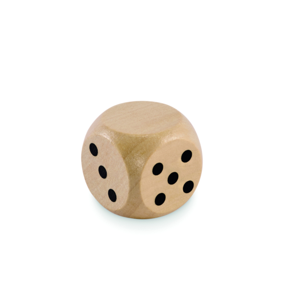 Logotrade Werbeartikel das Foto: Spielwürfel Schima-Holz Ø 3cm