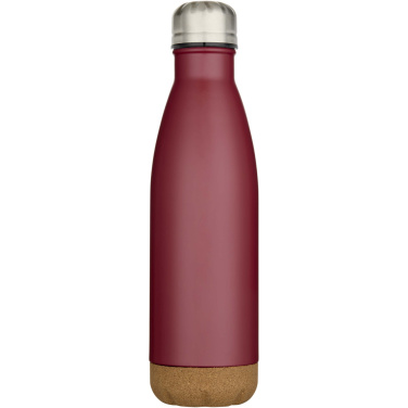 Logotrade Geschäftsgeschenke das Foto: Cove 500 ml doppelwandige, vakuumisolierte Trinkflasche aus Edelstahl mit Korkdetails