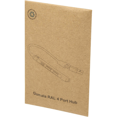 Logotrade Werbegeschenke das Foto: Alkaid 4 Port Hub aus recyceltem Aluminium mit USB-A- und Typ-C-Anschlüssen und zwei Eingängen