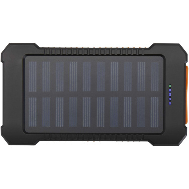 Logotrade Geschäftsgeschenke das Foto: Altair 10 W 5000 mAh robuste Solar Powerbank aus recyceltem Kunststoff mit integrierter Taschenlampe