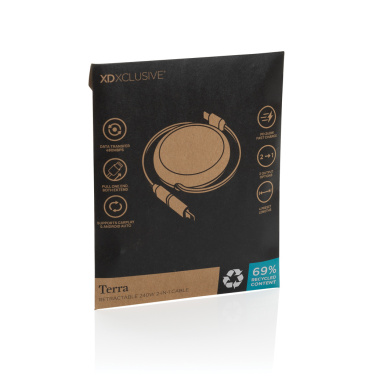 Logotrade Werbeartikel das Foto: Terra ausziehbares 240W 2-in-1 Kabel aus RCS rec. Aluminium