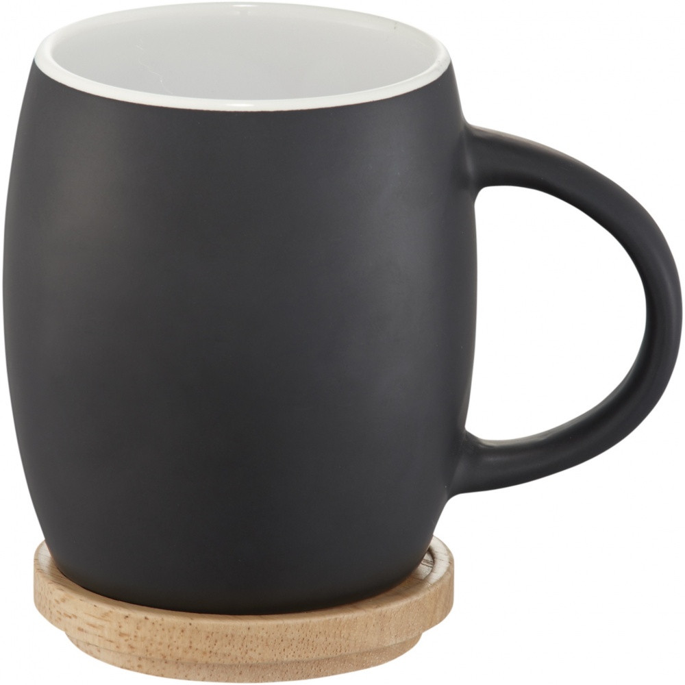 Logo trade promotional merchandise picture of: Hearth 400 ml ceramic mug with wooden coaster