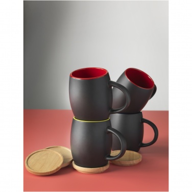 Logo trade promotional giveaway photo of: Hearth 400 ml ceramic mug with wooden coaster