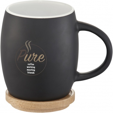 Logo trade advertising products picture of: Hearth 400 ml ceramic mug with wooden coaster