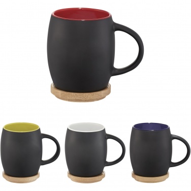 Logo trade promotional products image of: Hearth 400 ml ceramic mug with wooden coaster
