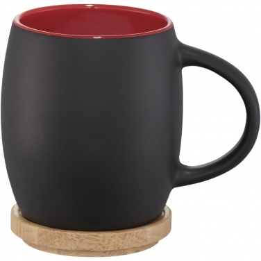 Logo trade promotional merchandise image of: Hearth 400 ml ceramic mug with wooden coaster