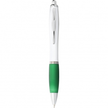 Logotrade advertising product picture of: Nash ballpoint pen with white barrel and coloured grip