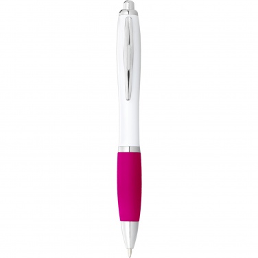 Logo trade advertising products picture of: Nash ballpoint pen with white barrel and coloured grip