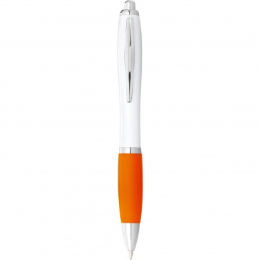 Logo trade business gift photo of: Nash ballpoint pen white barrel and coloured grip