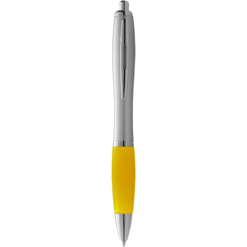 Logo trade promotional gifts image of: Nash ballpoint pen silver barrel and coloured grip