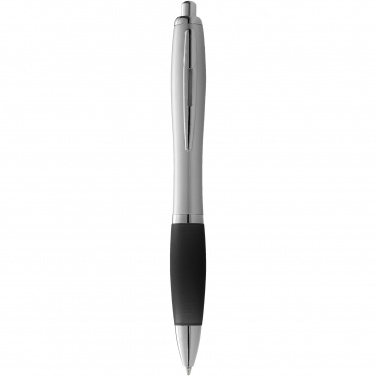 Logo trade corporate gift photo of: Nash ballpoint pen silver barrel and coloured grip