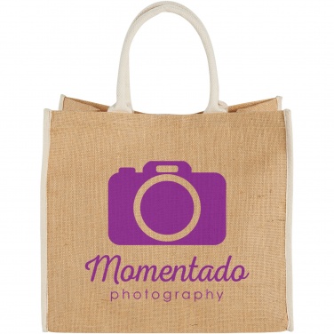 Logo trade business gifts image of: Harry coloured edge jute tote bag 25L