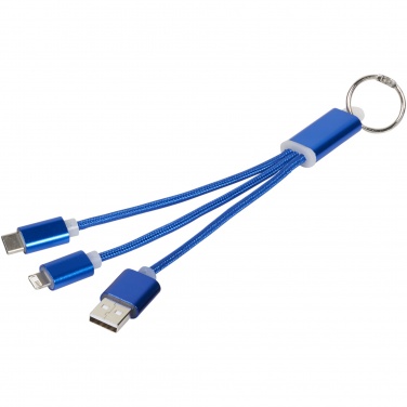 Logo trade promotional product photo of: Metal 3-in-1 charging cable with keychain