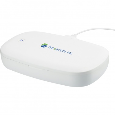 Logotrade promotional product picture of: Capsule UV smartphone sanitizer with 5W wireless charging pad