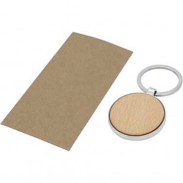 Logo trade promotional item photo of: Moreno beech wood round keychain