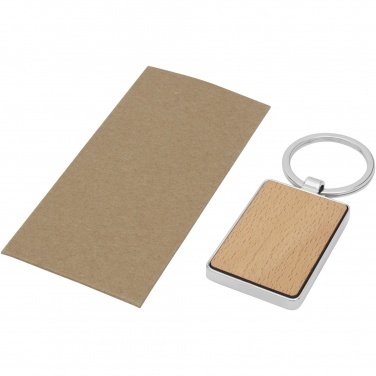 Logo trade business gift photo of: Mauro beech wood rectangular keychain