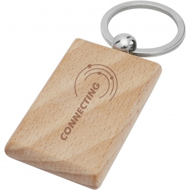 Logo trade promotional gifts picture of: Gian beech wood rectangular keychain