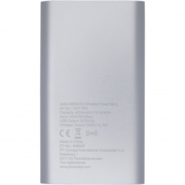 Logotrade promotional product picture of: Juice 4000mAh wireless power bank 