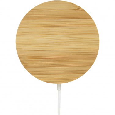 Logo trade promotional item photo of: Atra 10W bamboo magnetic wireless charging pad