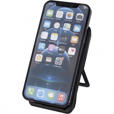 Logo trade promotional giveaways image of: Loop 10W recycled plastic wireless charging pad with phone stand