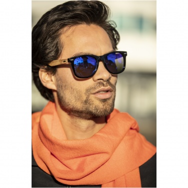 Logo trade promotional merchandise photo of: Hiru rPET/wood mirrored polarized sunglasses in gift box