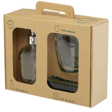 Logotrade promotional gift image of: Jabony 3-piece recycled glass bathroom set