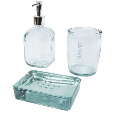 Logo trade promotional merchandise photo of: Jabony 3-piece recycled glass bathroom set