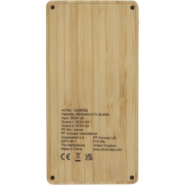 Logo trade promotional merchandise picture of: Alata 8000 mAh bamboo solar power bank