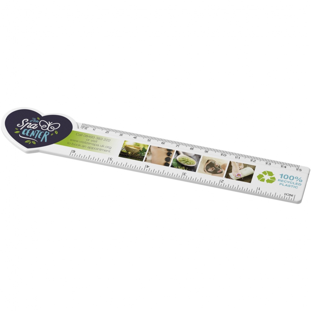 Logo trade advertising products picture of: Tait 15 cm heart-shaped recycled plastic ruler