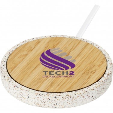 Logo trade promotional product photo of: Terrazzo 10W wireless bamboo charging pad