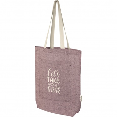 Logo trade promotional items image of: Pheebs 150 g/m² recycled cotton tote bag with front pocket 9L