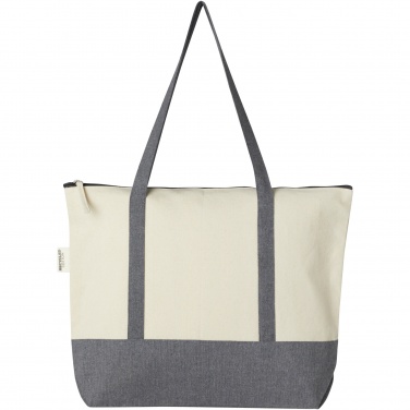 Logotrade promotional product image of: Repose 320 g/m² recycled cotton zippered tote bag 10L