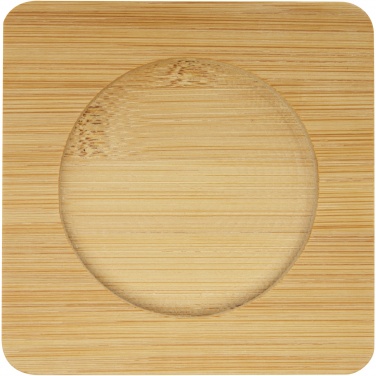 Logo trade business gift photo of: Manti 2-piece 350 ml double-wall glass cup with bamboo coaster 