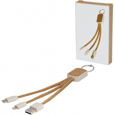 Logotrade advertising products photo of: Bates wheat straw and cork 3-in-1 charging cable