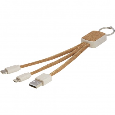 Logo trade promotional merchandise image of: Bates wheat straw and cork 3-in-1 charging cable