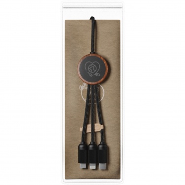 Logo trade promotional products image of: SCX.design C36 3-in-1 rPET light-up logo extended charging cable with round bamboo casing