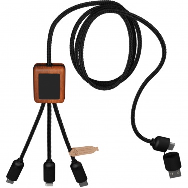 Logotrade advertising product image of: SCX.design C38 5-in-1 rPET light-up logo charging cable with squared wooden casing